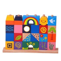 Intelligent Rubber Wood Toys For Children Zoo Wooden Toys cube magnetic wooden blocks